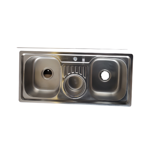 Double Bowl Kitchen Sink (with Side Waste Bin)