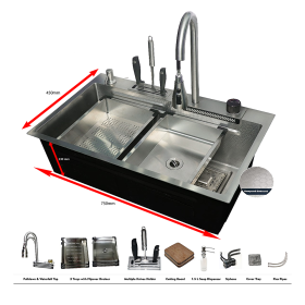 Smart Kitchen Sink (Hone Com; Gun-Grey; 4-Way)