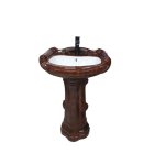 Full Pedestal Basin - Brown & White (Wood Finish)