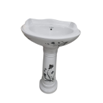 Full Pedestal Basin - Pure White (Floral)