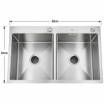 Double Bowl Stainless Steel Kitchen Sink (KA 8245) - Image 2